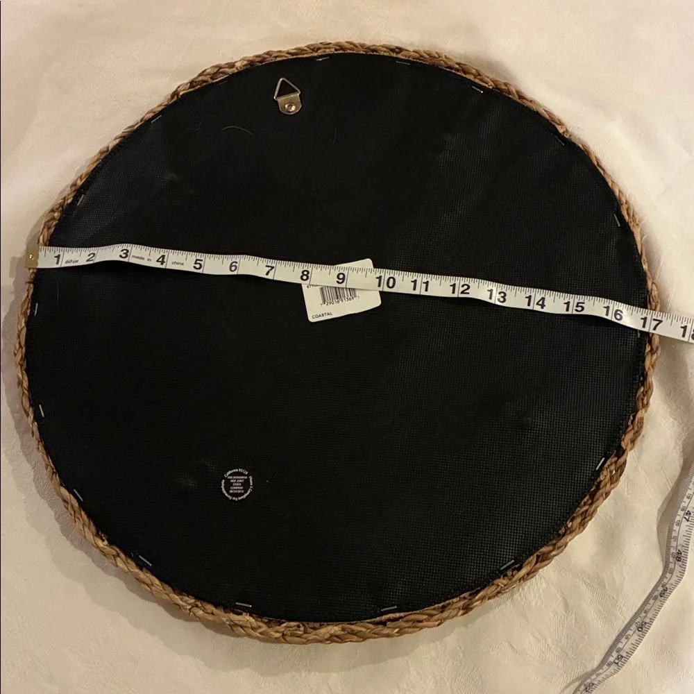 Nautical Natural 17” Woven Wall Mirror/Center Console Tray W/ Hook to Hang NWT